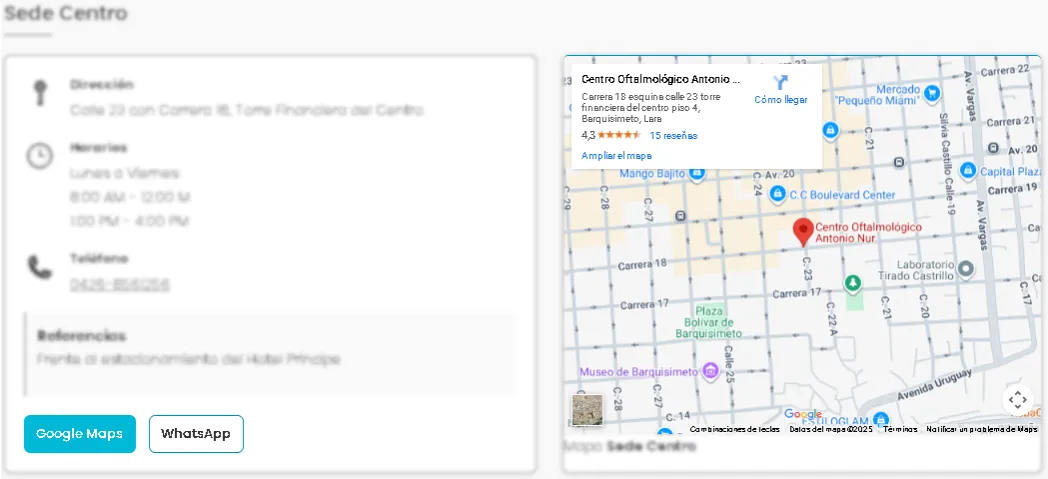 Mapa interactivo en página de contacto