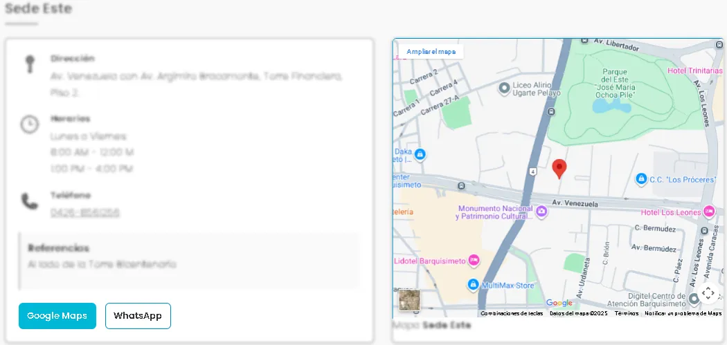 Mapa interactivo en página de contacto